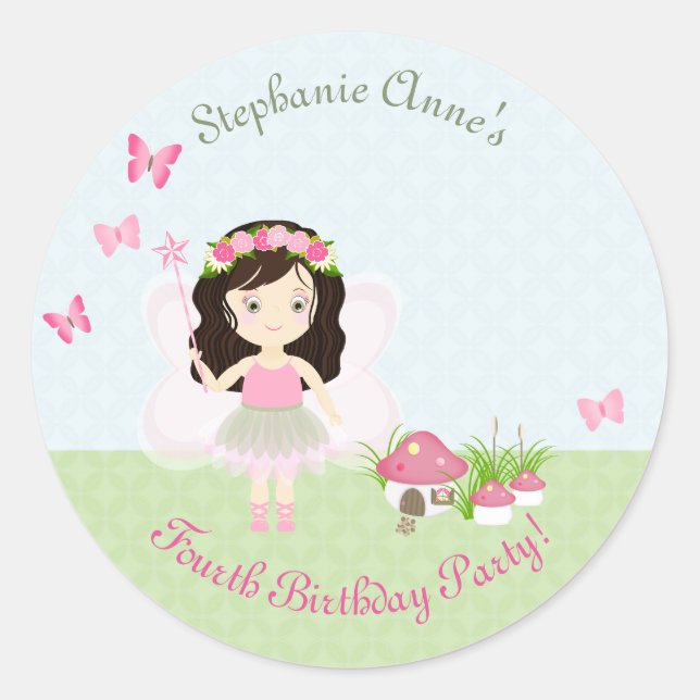 Sticker Rond Princesse des Fées de Woodland (Devant)