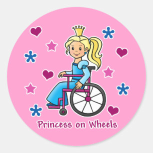 Sticker Rond Princesse en fauteuil roulant