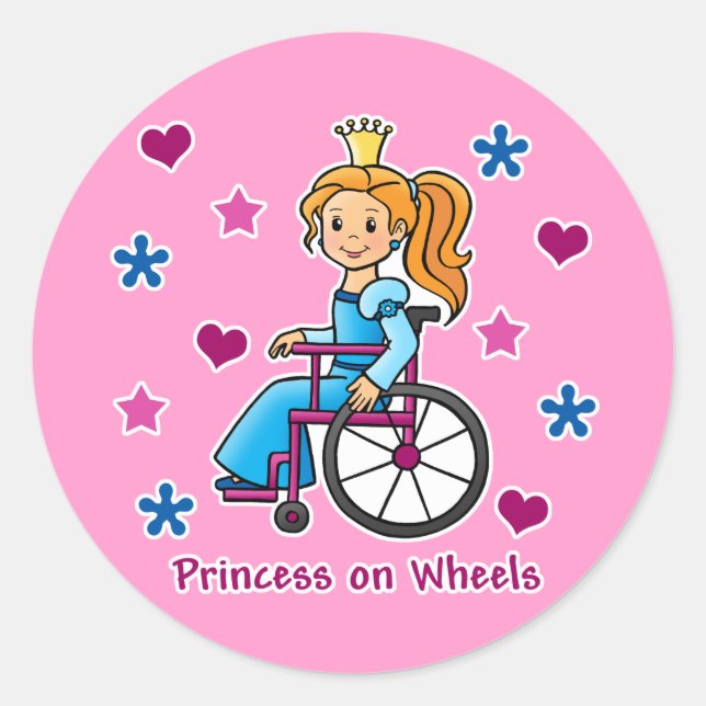 Sticker Rond Princesse en fauteuil roulant (Devant)