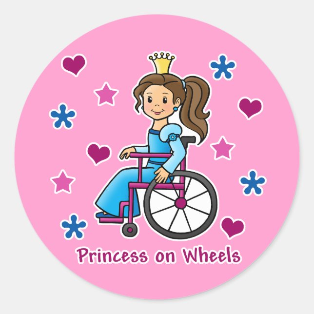 Sticker Rond Princesse en fauteuil roulant (Devant)