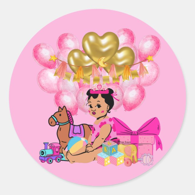Sticker Rond Princesse en rose (Devant)