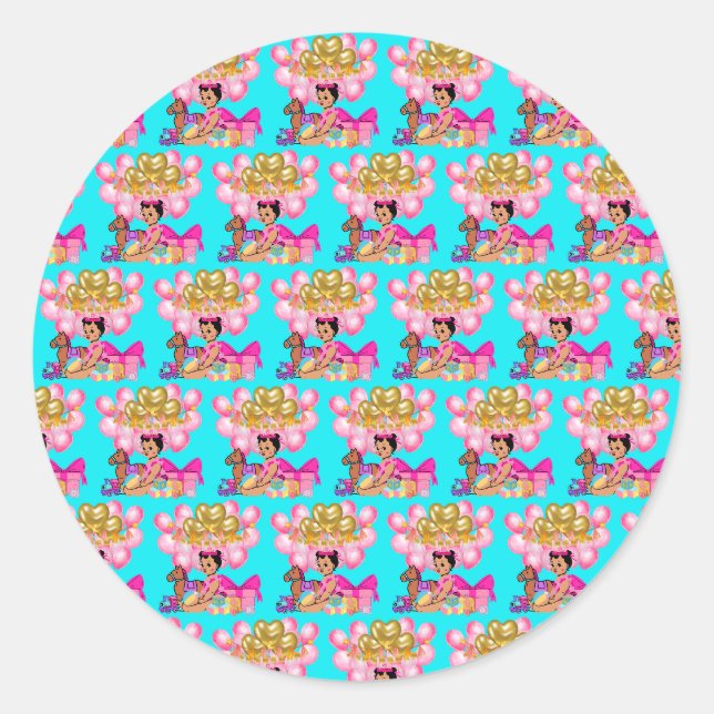 Sticker Rond Princesse en rose (Devant)