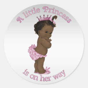 Sticker Rond Princesse ethnique vintage baby shower
