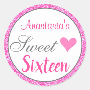 Sticker Rond Princesse Féminine Glamour Rose Pailleté Sweet Sei