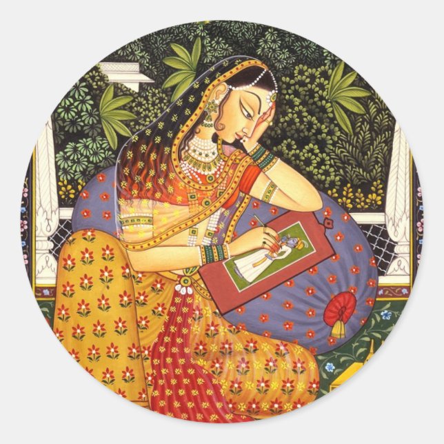 Sticker Rond PRINCESSE INDIENNE vintage (Devant)