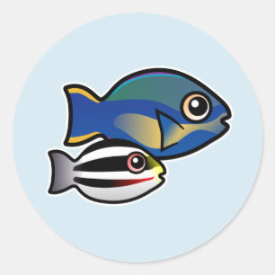 Sticker Rond Princesse Parrotfish avec bébé