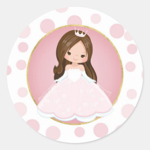 Sticker Rond Princesse rose de brune