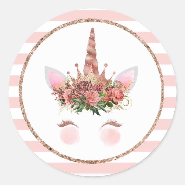 Sticker Rond Princesse rose d'Unicorne (Devant)