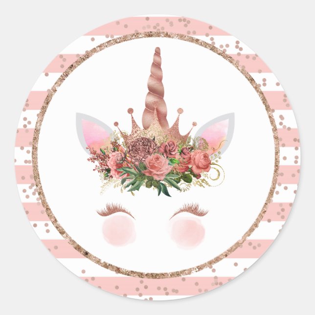 Sticker Rond Princesse rose d'Unicorne (Devant)