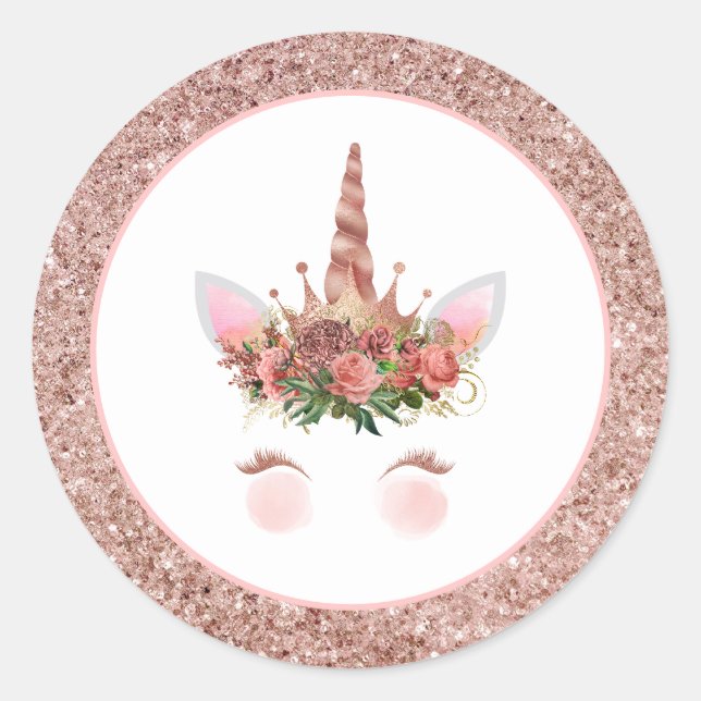 Sticker Rond Princesse rose d'Unicorne (Devant)