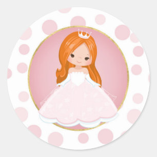 Sticker Rond Princesse rose rousse