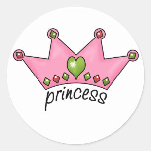Sticker Rond Princesse Tiara rose