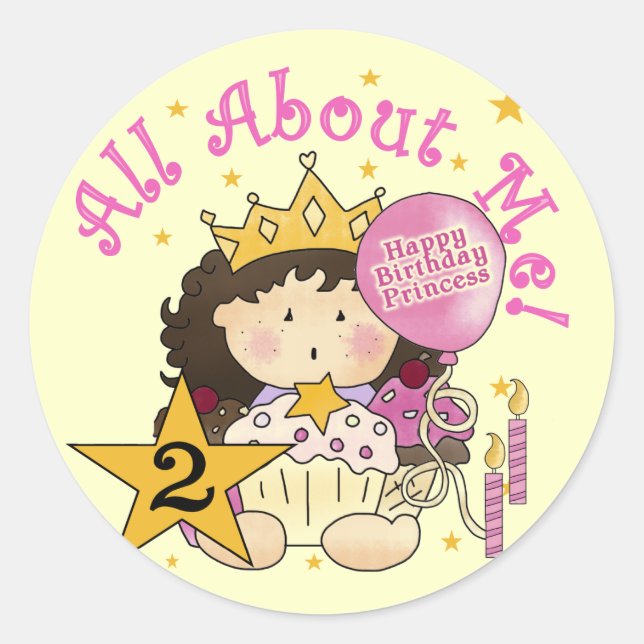 Sticker Rond Princesse Tout sur moi 2e anniversaire (Devant)