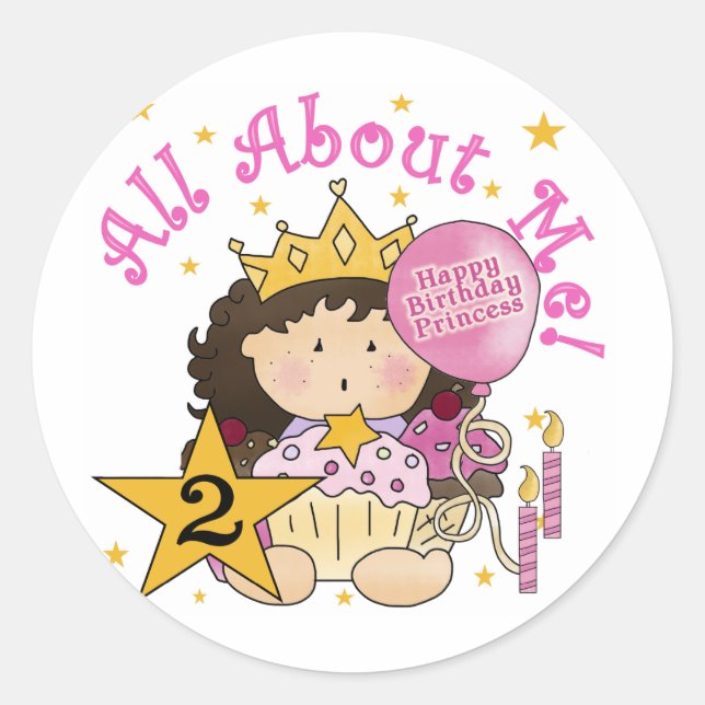 Sticker Rond Princesse Tout sur moi 2e anniversaire (Devant)