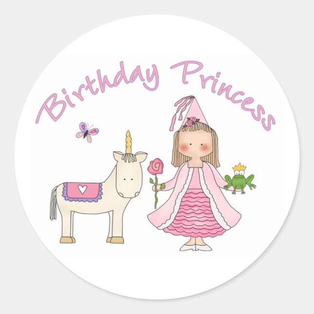 Sticker Rond Princesse Unicorn Fille d'anniversaire (Devant)