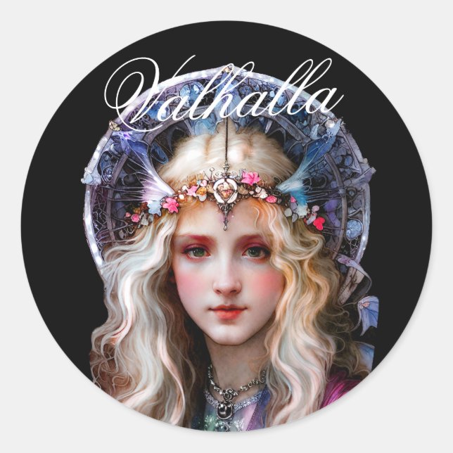 Sticker Rond Princesse Viking (Valhalla) (Devant)