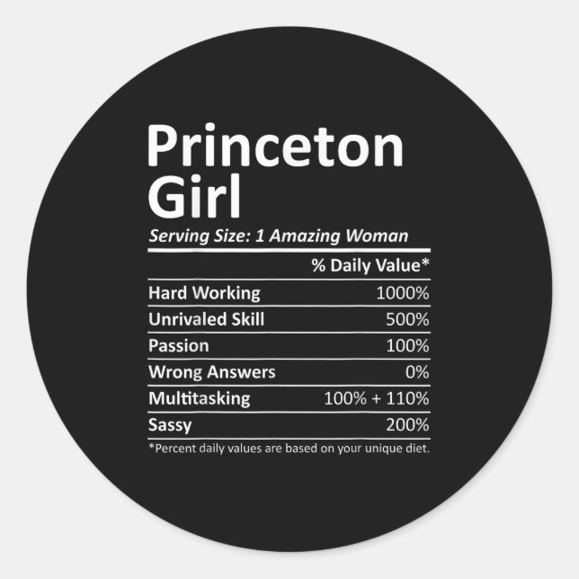 Sticker Rond Princeton Girl Nj New Jersey Funny City Home Roots (Devant)