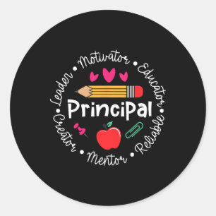 Sticker Rond Principal Leader Motivator Drôle Retour à l'école