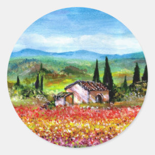 STICKER ROND PRINTEMPS EN TOSCANE