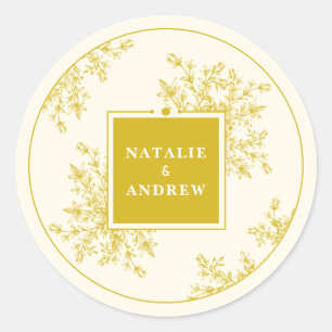 Sticker Rond Printemps Été Fleur sauvage Meadow Couples Mariage