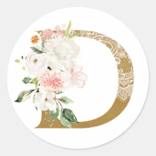 Sticker Rond Printemps été mariage MONOGRAM D
