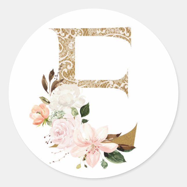 Sticker Rond Printemps été mariage MONOGRAM E (Devant)
