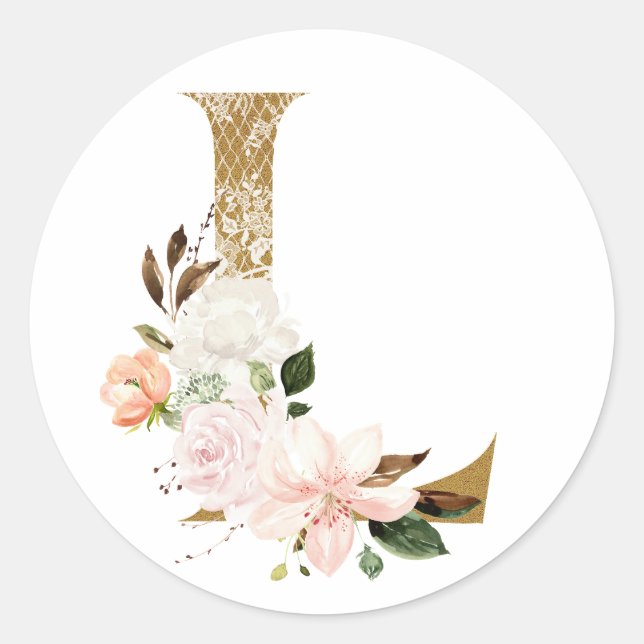 Sticker Rond Printemps été mariage MONOGRAM L (Devant)