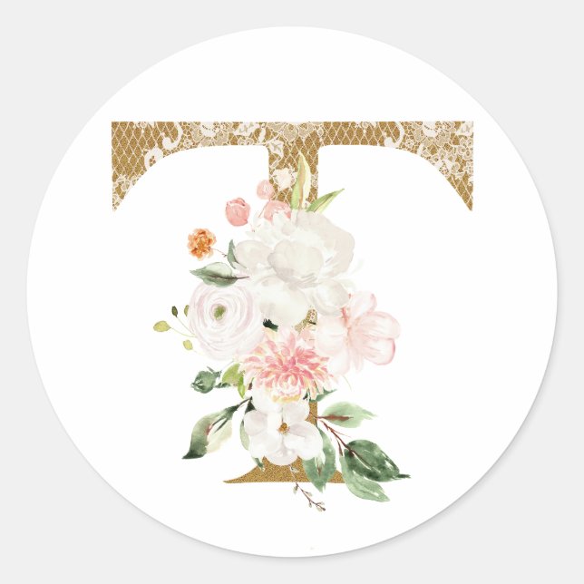 Sticker Rond Printemps été mariage MONOGRAM T (Devant)