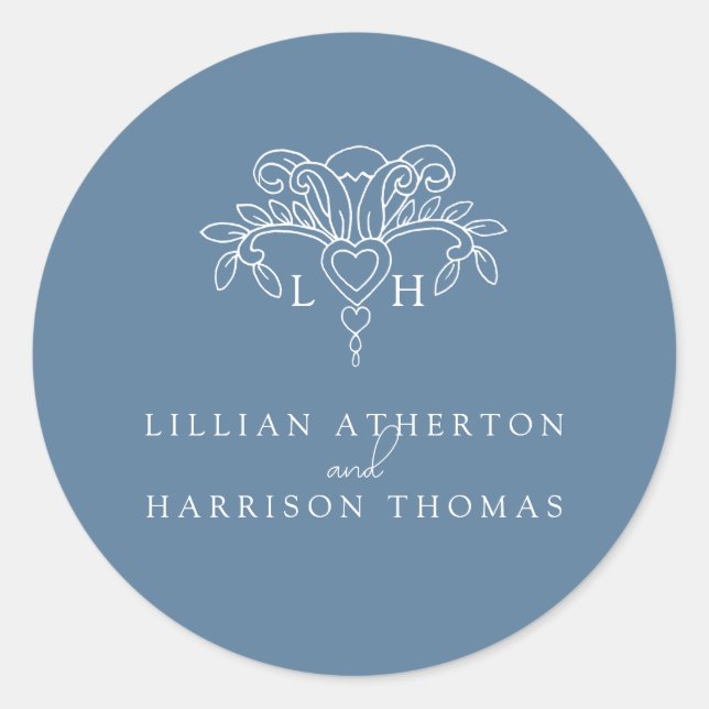 Sticker Rond Printemps fleur de lis mariage merci bleu faveur (Devant)