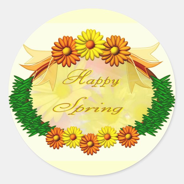 Sticker Rond Printemps heureux (Devant)