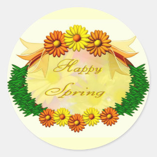 Sticker Rond Printemps heureux