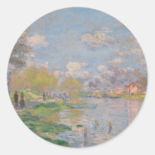 Sticker Rond Printemps sur la Seine par Monet Impressionniste
