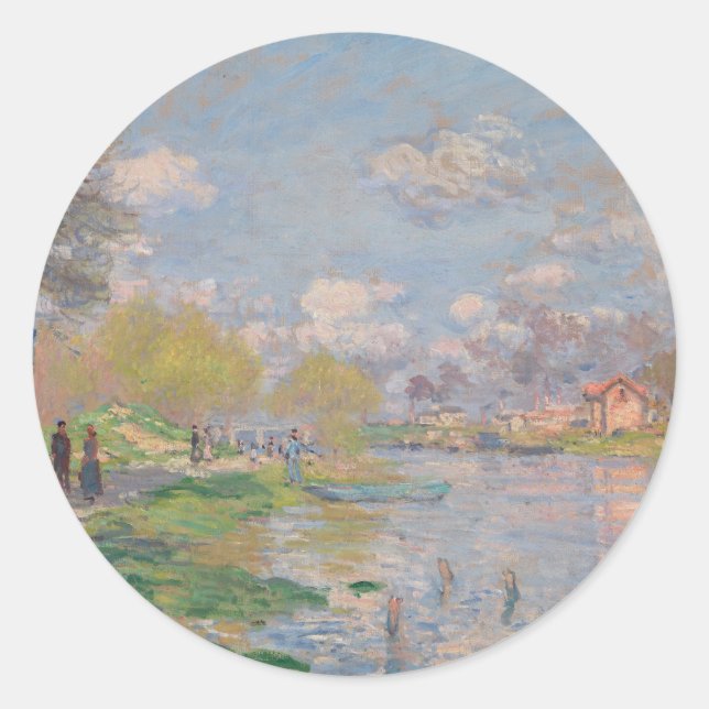 Sticker Rond Printemps sur la Seine par Monet Impressionniste (Devant)