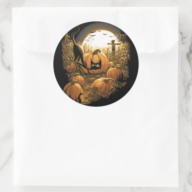 Sticker Rond Pris dans un patch Éffrayant (Sac)