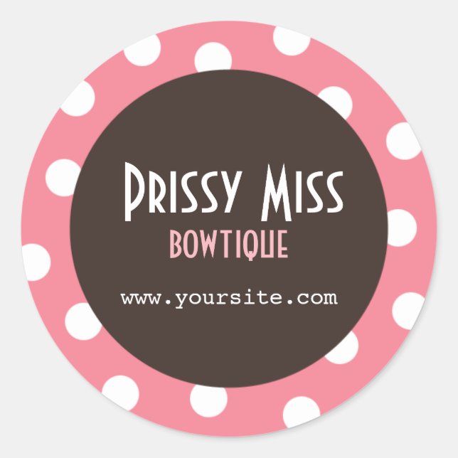 Sticker rond Prissy Miss Pink Polka Dot Chic (Devant)