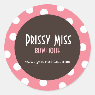 Sticker rond Prissy Miss Pink Polka Dot Chic