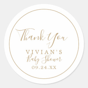 Sticker Rond Privilégier le Baby shower minimaliste du Merci d'