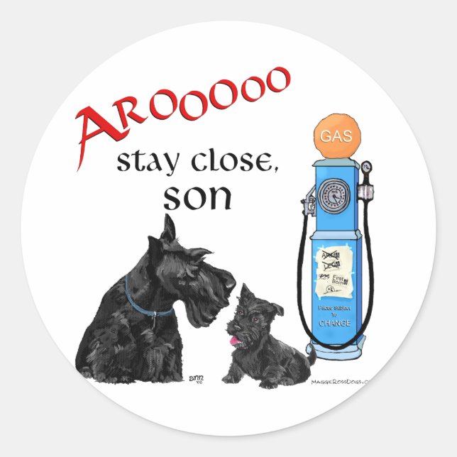 Sticker Rond Prix de l'essence pour Terrier Écossais !! (Devant)