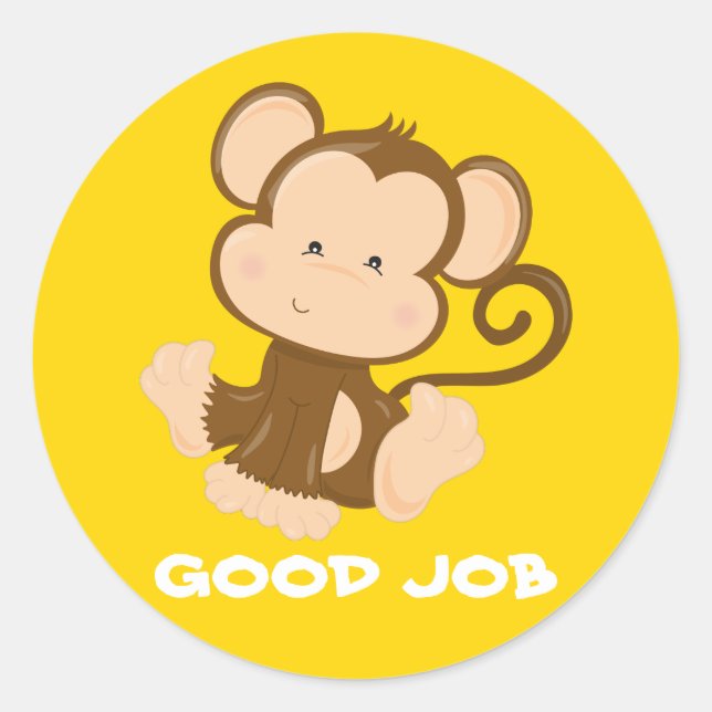 Sticker Rond prix de professeur d'école singe jaune dessin anim (Devant)