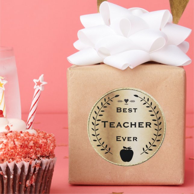 Sticker Rond Prix du meilleur enseignant de la couronne de laur (Fête)