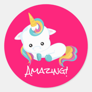 Sticker Rond Prix du mérite de l'enseignant de l'école licorne