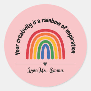 Sticker Rond Prix personnalisé Pink arc-en-ciel récompense de l