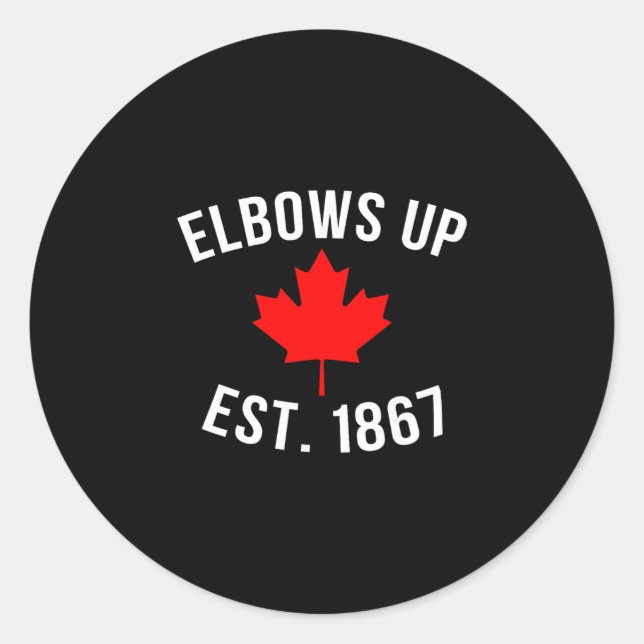 Sticker Rond Pro Canada les coudes levés Établis en 1867  (Devant)