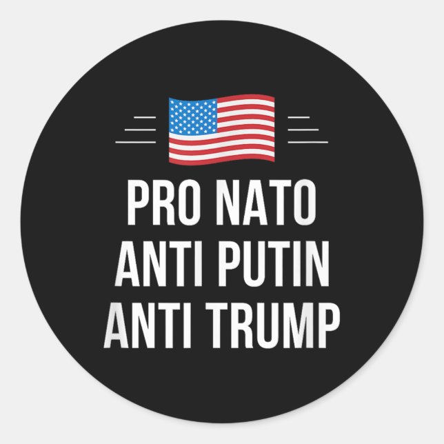 Sticker Rond Pro Nato - Anti Poutine - Anti Trump - , Small (Devant)