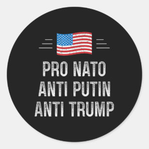 Sticker Rond Pro Nato - Anti Poutine - Anti Trump - Style Rétro