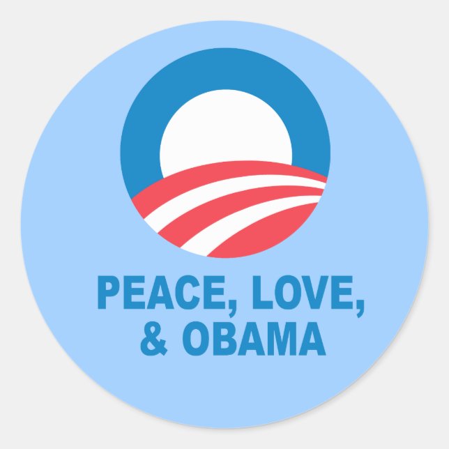 Sticker Rond Pro-Obama - PAIX, AMOUR ET OBAMA (Devant)