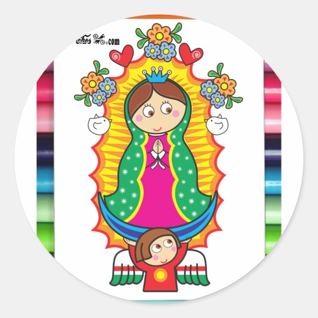 STICKER ROND PRO PERSONNALISABLE DE VIRGEN DE GUADALUPE (Devant)