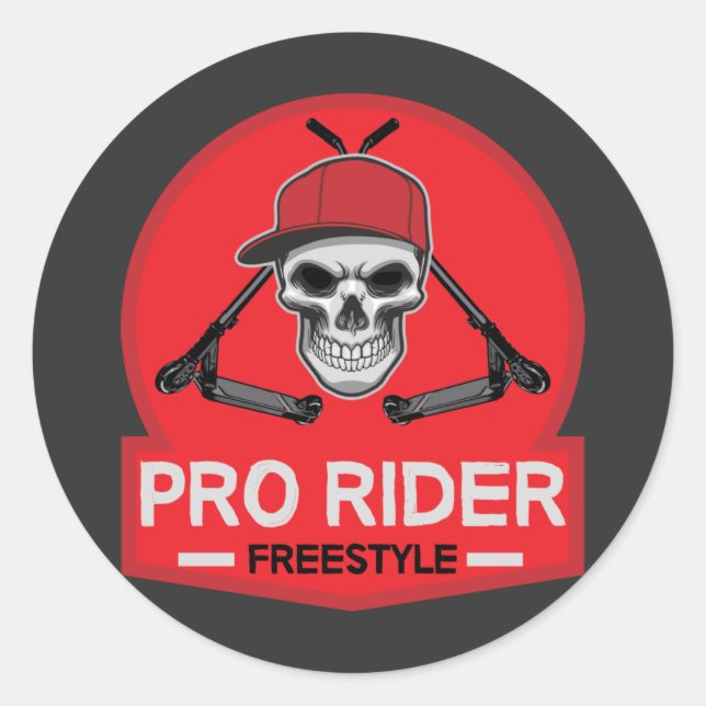 Sticker Rond Pro Scooter Free Rider Traces (Devant)