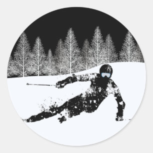 Sticker Rond Pro Skier, Ski Snowboard