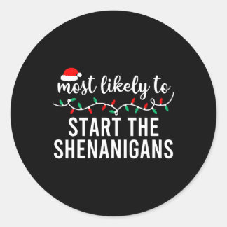 Sticker Rond Probablement À Noël Correspondant Famille Pyjamas 